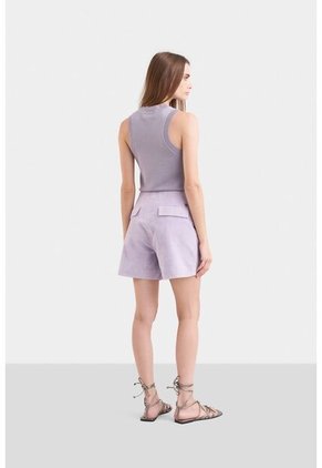 Short Ciboria De Cuero Gamuza Para Mujer Tiro Alto Short Ciboria De Cuero Gamuza Para Mujer Tiro Alto Lila 12 VÉLEZ