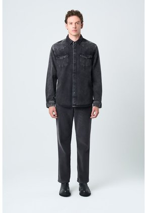 Sobrecamisa Alcor Manga Larga De Algodón Para Hombre Detalles Cuero Sobrecamisa Alcor Manga Larga De Algodón Para Hombre Detalles Cuero Negro XL VÉLEZ
