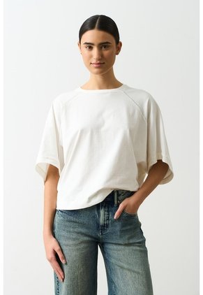 Camiseta Soren Para Mujer Tejida Camiseta Soren Para Mujer Tejida Crema S VÉLEZ
