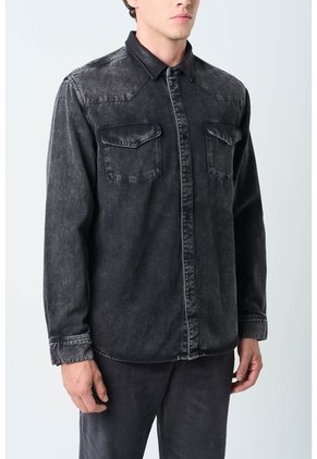 Sobrecamisa Alcor Manga Larga De Algodón Para Hombre Detalles Cuero Sobrecamisa Alcor Manga Larga De Algodón Para Hombre Detalles Cuero Negro XL VÉLEZ