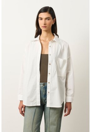 Camisa Manga Larga Oversized Para Mujer Claire Camisa Manga Larga Oversized Para Mujer Claire Blanco S VÉLEZ