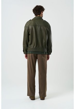 Chaqueta Bomber De Cuero Para Hombre Meridian Chaqueta Bomber De Cuero Para Hombre Meridian Verde Oliva XXL VÉLEZ