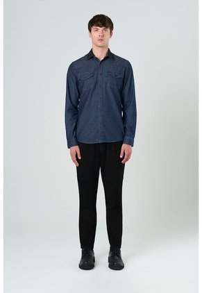 Sobrecamisa Alcor Manga Larga De Algodón Para Hombre Detalles Cuero Sobrecamisa Alcor Manga Larga De Algodón Para Hombre Detalles Cuero Azul Oscuro L VÉLEZ