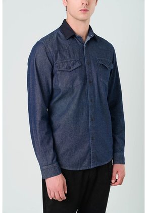 Sobrecamisa Alcor Manga Larga De Algodón Para Hombre Detalles Cuero Sobrecamisa Alcor Manga Larga De Algodón Para Hombre Detalles Cuero Azul Oscuro L VÉLEZ