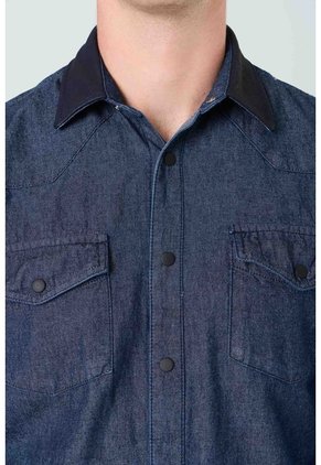 Sobrecamisa Alcor Manga Larga De Algodón Para Hombre Detalles Cuero Sobrecamisa Alcor Manga Larga De Algodón Para Hombre Detalles Cuero Azul Oscuro L VÉLEZ