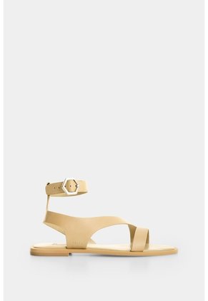 Sandalia Plana En Cuero Con Taches Para Mujer Soren 2.0 Sandalia Plana En Cuero Con Taches Para Mujer Soren 2.0 Crema 41 VÉLEZ