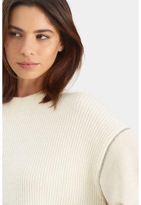 Sweater Sahara En Tejido Rectilíneo Para Mujer Fit Oversized Sweater Sahara En Tejido Rectilíneo Para Mujer Fit Oversized Crema M Vélez