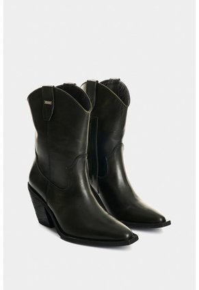 Botines Texanos De Cuero Brush Off Para Mujer Solen Botines Texanos De Cuero Brush Off Para Mujer Solen Negro 35 VÉLEZ