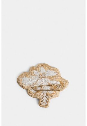 Pin Flor Bordado Para Mujer Sobre Textil Pin Flor Bordado Para Mujer Sobre Textil Dorado VÉLEZ