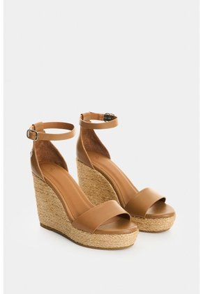 Sandalia Plataforma Dunas En Cuero Y Yute Para Mujer Sandalia Plataforma Dunas En Cuero Y Yute Para Mujer Miel 34 VÉLEZ