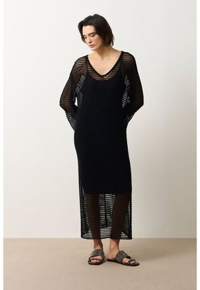 Vestido Maxi Tejido Ica Para Mujer Vestido Maxi Tejido Ica Para Mujer Negro 10 VÉLEZ