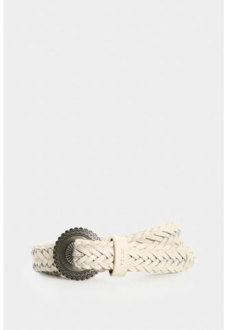Cinturón Unifaz Trenzado En Cuero Para Mujer Anam Cinturón Unifaz Trenzado En Cuero Para Mujer Anam Crema XL VÉLEZ Vélez