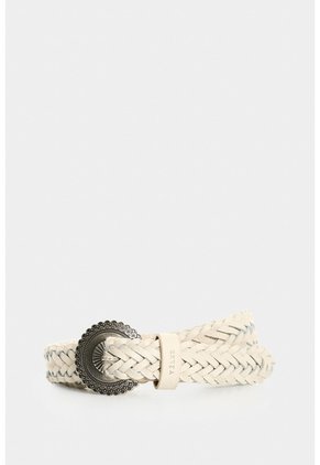 Cinturón Unifaz Trenzado En Cuero Para Mujer Anam Cinturón Unifaz Trenzado En Cuero Para Mujer Anam Crema XL VÉLEZ