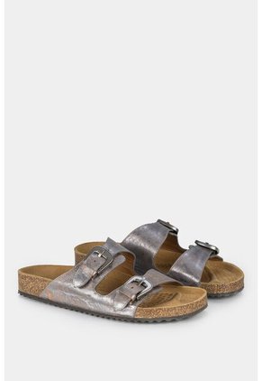 Sandalias Planas De Cuero Folia Para Mujer Hebillas Tipo Concho Sandalias Planas De Cuero Folia Para Mujer Hebillas Tipo Concho Gris Pistola 37 Vélez