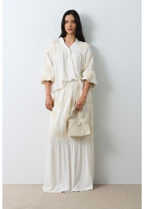 Falda Maxi Con Recogidos Para Mujer Bruma Falda Maxi Con Recogidos Para Mujer Bruma Crema 14 VÉLEZ