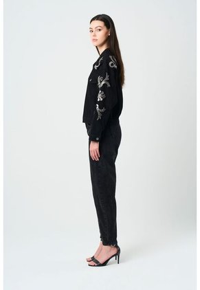 Chaqueta Trucker En Denim Y Cuero Para Mujer Soren Chaqueta Trucker En Denim Y Cuero Para Mujer Soren Negro S VÉLEZ