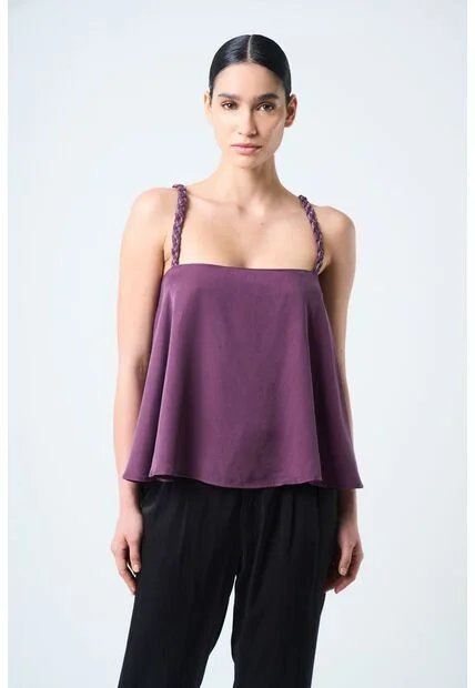 Camisa Canes Fit Holgado Para Mujer Detalle Trenzado Camisa Canes Fit Holgado Para Mujer Detalle Trenzado Mora S VÉLEZ