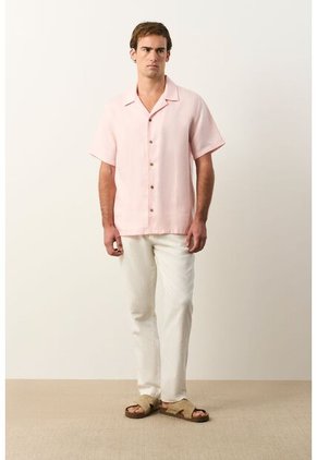 Camisa Manga Corta En Lino Para Hombre Málaga Camisa Manga Corta En Lino Para Hombre Málaga Rosado L VÉLEZ