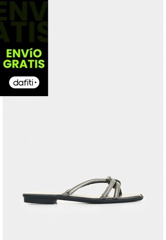 Sandalia Plana De Cuero Para Mujer Sole Sandalia Plana De Cuero Para Mujer Sole Plata 41 VÉLEZ Vélez