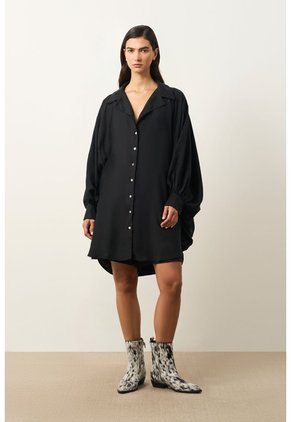 Vestido Sereno Para Mujer Manga Murciélago Vestido Sereno Para Mujer Manga Murciélago Negro 12 VÉLEZ