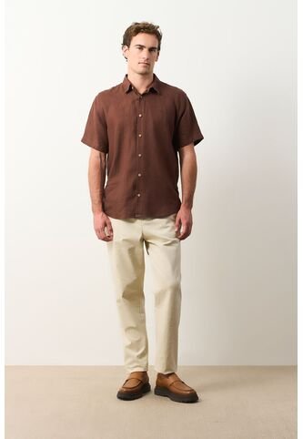 Camisa Manga Corta Semi Fitted Para Hombre Sevilla Camisa Manga Corta Semi Fitted Para Hombre Sevilla Cafe XL VÉLEZ Vélez