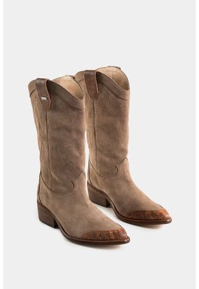 Botines Texanos Calisto De Cuero Con Textura Gamuzada Para Mujer Bordado Decorativo Botines Texanos Calisto De Cuero Con Textura Gamuzada Para Mujer Bordado Decorativo Arena 37 Vélez