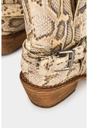 Botines Tacón Texano De Cuero Para Mujer Folia Pitón Botines Tacón Texano De Cuero Para Mujer Folia Pitón Beige 35 Vélez