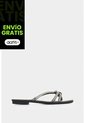 Sandalia Plana De Cuero Para Mujer Sole Sandalia Plana De Cuero Para Mujer Sole Plata 35 VÉLEZ de Vélez
