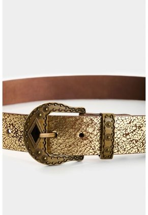 Cinturón Amaru Unifaz En Cuero Folia Para Mujer Cinturón Amaru Unifaz En Cuero Folia Para Mujer Dorado M VÉLEZ