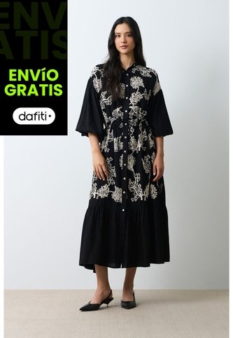 Vestido Bordado Cuello Nerú Para Mujer Efos Vestido Bordado Cuello Nerú Para Mujer Efos Negro 10 VÉLEZ Vélez