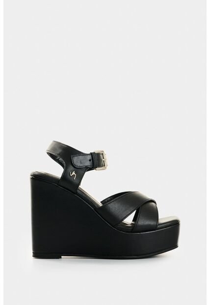 Sandalia Plataforma De Cuero Para Mujer Luzia Sandalia Plataforma De Cuero Para Mujer Luzia Negro 36 VÉLEZ