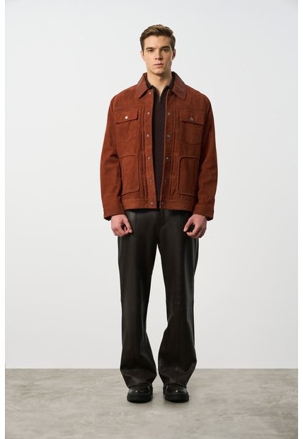 Chaqueta Aron En Gamuza Para Hombre Detalle Cuero Chaqueta Aron En Gamuza Para Hombre Detalle Cuero Naranja S VÉLEZ