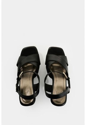 Sandalia Plataforma De Cuero Para Mujer Luzia Sandalia Plataforma De Cuero Para Mujer Luzia Negro 36 VÉLEZ