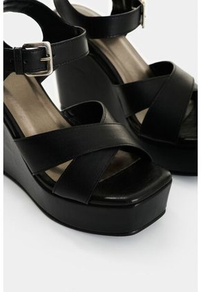 Sandalia Plataforma De Cuero Para Mujer Luzia Sandalia Plataforma De Cuero Para Mujer Luzia Negro 36 VÉLEZ