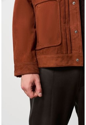 Chaqueta Aron En Gamuza Para Hombre Detalle Cuero Chaqueta Aron En Gamuza Para Hombre Detalle Cuero Naranja S VÉLEZ