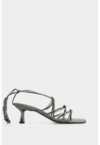 Sandalia Tacón Viena De Cuero Para Mujer Capellada Anudada Sandalia Tacón Viena De Cuero Para Mujer Capellada Anudada Plata 41 VÉLEZ Vélez