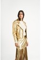 Chaqueta Biker Thaila De Cuero Para Mujer Acabado Metalizado Chaqueta Biker Thaila De Cuero Para Mujer Acabado Metalizado Dorado S VÉLEZ de Vélez
