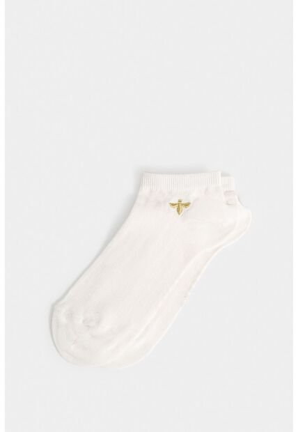 Calcetines Kalahari Para Mujer Tobillero Bordado De Abeja Calcetines Kalahari Para Mujer Tobillero Bordado De Abeja Crema XS VÉLEZ