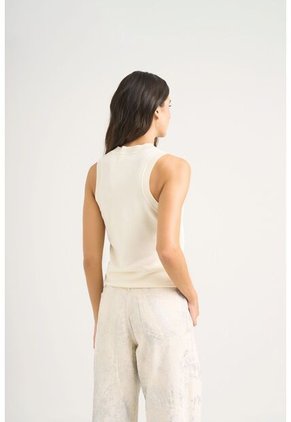 Top Tank Tejido Rectilíneo Para Mujer Manga Sisa Top Tank Tejido Rectilíneo Para Mujer Manga Sisa Crema XS VÉLEZ