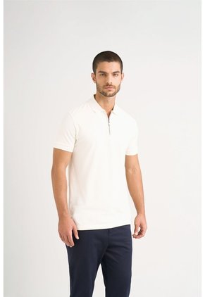 Polo Casual Algodón Para Hombre Cremallera Polo Casual Algodón Para Hombre Cremallera Crema XL VÉLEZ