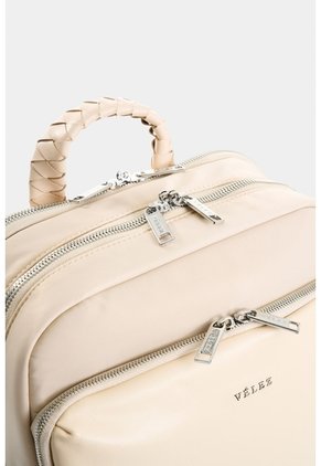 Morral Marfilo De Cuero Y Nylon Para Mujer Manija Trenzada Morral Marfilo De Cuero Y Nylon Para Mujer Manija Trenzada Blanco VÉLEZ