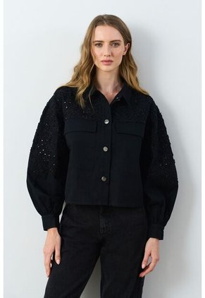 Chaqueta Cropped Holgada Para Mujer Tritón Chaqueta Cropped Holgada Para Mujer Tritón Negro M VÉLEZ