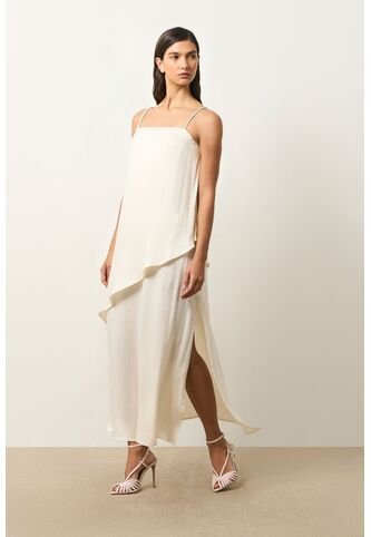 Vestido Loa Maxi Con Efecto Satinado Para Mujer Vestido Loa Maxi Con Efecto Satinado Para Mujer Crema 10 VÉLEZ Vélez