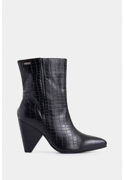 Botines Luna De Cuero Croco Para Mujer Silueta Punta Botines Luna De Cuero Croco Para Mujer Silueta Punta Negro 39 Vélez