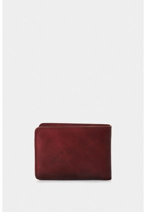 Billetera Oasis De Cuero Para Hombre Detalle Contraste Billetera Oasis De Cuero Para Hombre Detalle Contraste Rojo VÉLEZ
