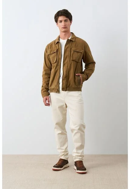 Chaqueta Vireo En Dril Para Hombre Semi Ajustada Chaqueta Vireo En Dril Para Hombre Semi Ajustada Cafe Claro M VÉLEZ