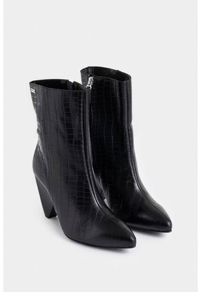 Botines Luna De Cuero Croco Para Mujer Silueta Punta Botines Luna De Cuero Croco Para Mujer Silueta Punta Negro 39 Vélez