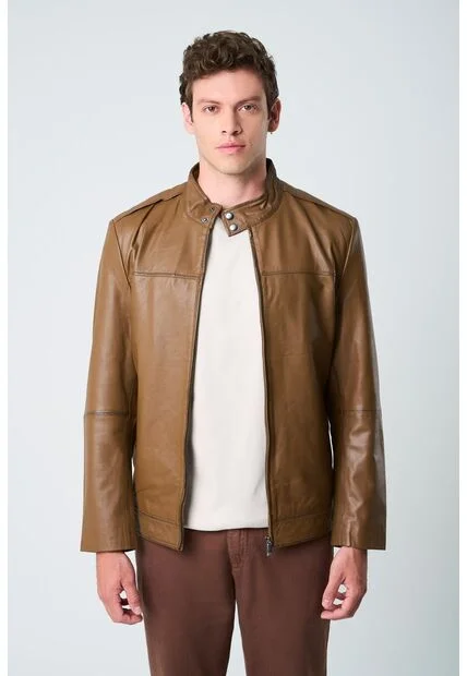 Chaqueta Bosa De Cuero Para Hombre Fit Semi Holgado Chaqueta Bosa De Cuero Para Hombre Fit Semi Holgado Miel XXL VÉLEZ