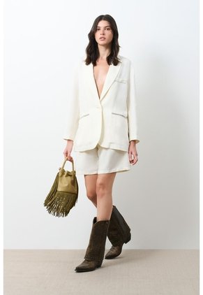 Blazer En Tejido Plano Para Mujer Tika Blazer En Tejido Plano Para Mujer Tika Crema S VÉLEZ