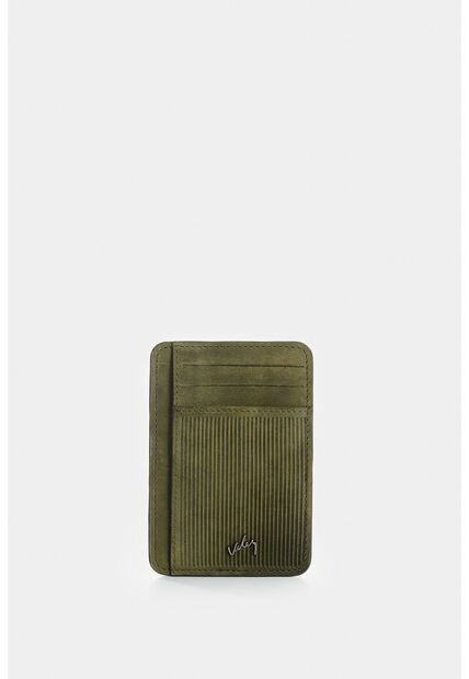 Porta Tarjetas Vértice De Cuero Para Hombre Detalle Rayas Porta Tarjetas Vértice De Cuero Para Hombre Detalle Rayas Verde Oliva VÉLEZ